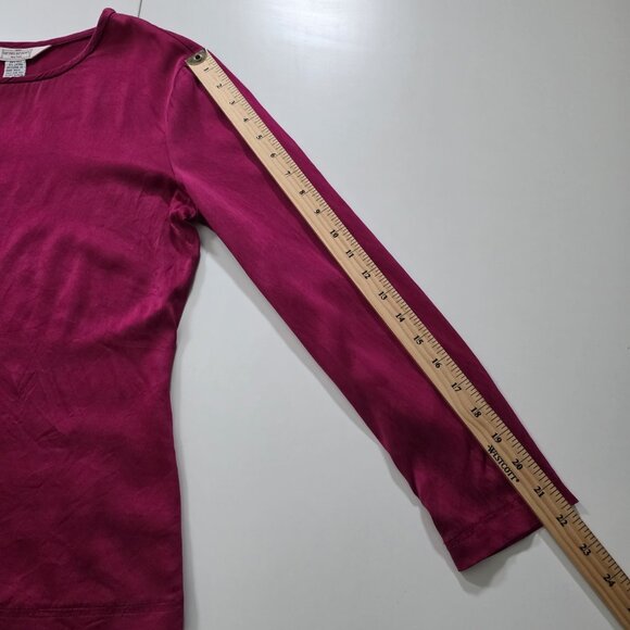 Vintage Henri Bendel Top M Women Magenta LS Round Neck Old Money Stetch Boho Y2K - Picture 7 of 13